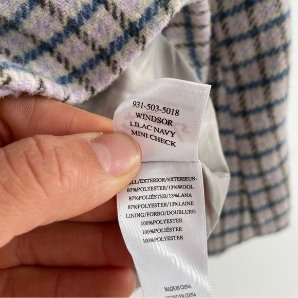 Rails Windsor Lilac Navy Mini Check Blazer Wool Blend Academia Office Size XS - Picture 14 of 15